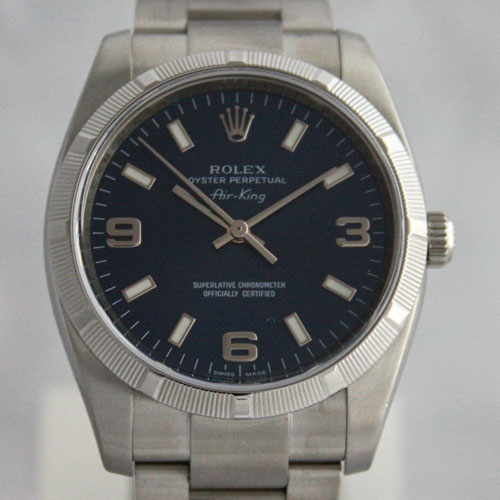 MENS ROLEX OYSTER PERPETUAL AIR KING PRECISION W PAPERS Air King 114210.