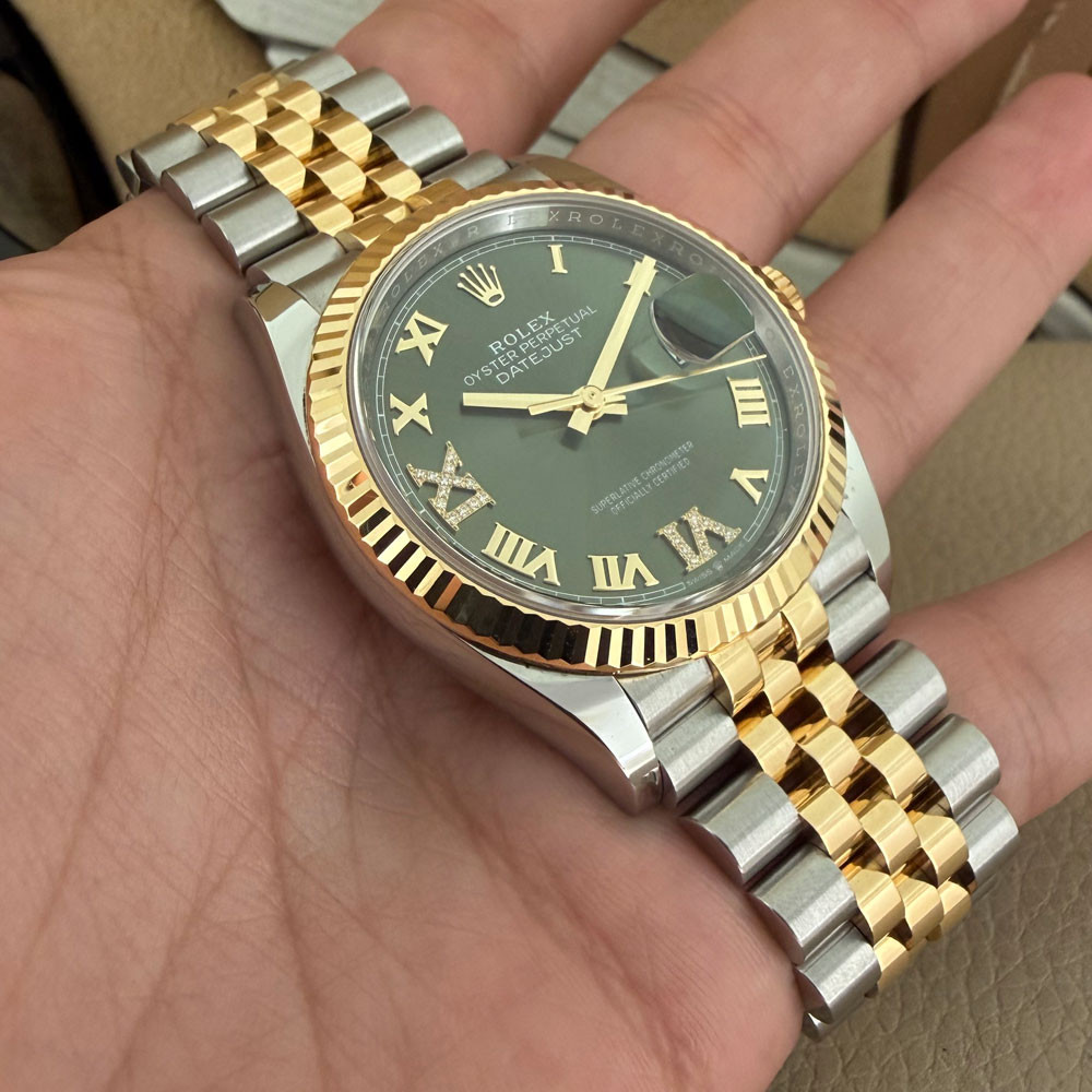 Rolex Datejust Olive Green Jubilee Diamonds 126233 10