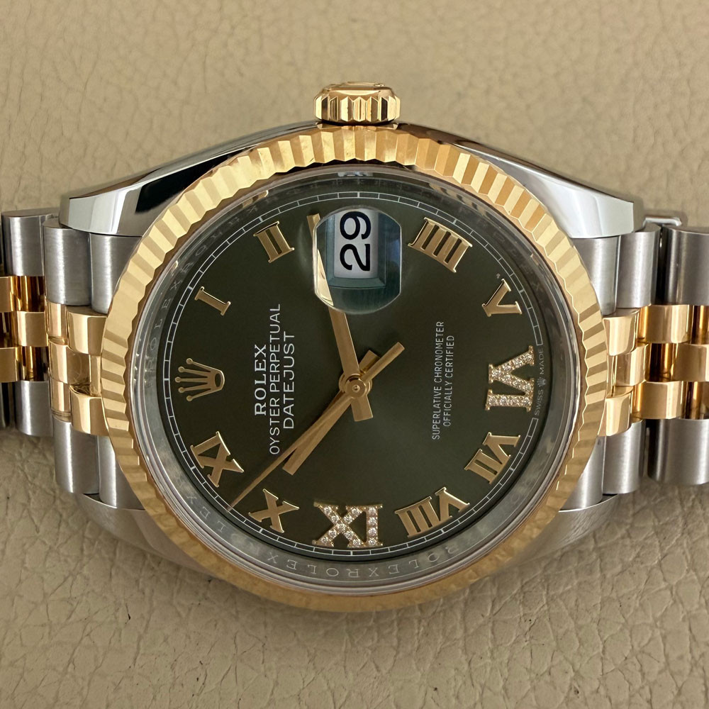 Rolex Datejust Olive Green Jubilee Diamonds 126233 14